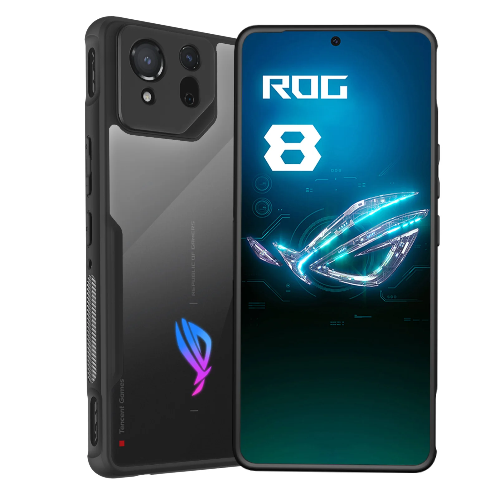 HARUINO TPU Case for Asus ROG Phone 8 Pro Cover, Air Trigger Compatible,  Built in Dust Cover for Cooler Port and Charging Port