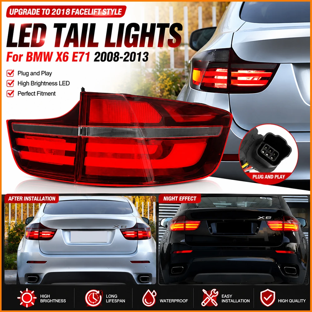Car Light for BMW X6 E71 2008-2013 LED Auto Tailight Assembly Upgrade 2018 High Configure Design Hot Sales Tool Accessories