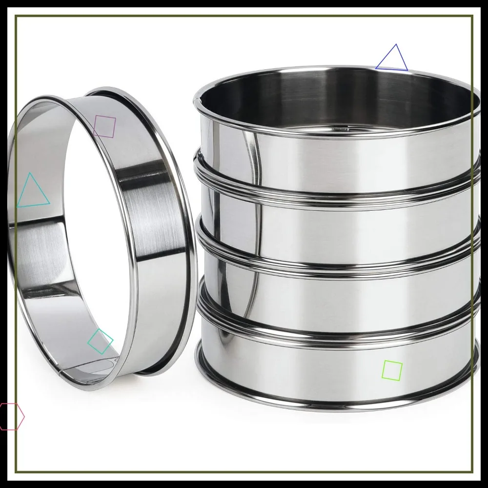 

4 Inch Stainless Steel Muffin Rings for Baking, Nonstick Pastry Mold Set of 5