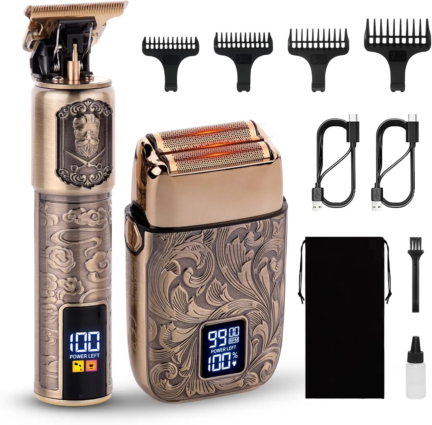

Electric Razor for Men, Beard Trimmer Grooming Kit, Cordless Head Shaver, Barber Clippers, Gift for Him