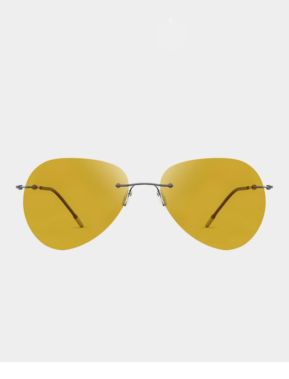 CAPONI Pilot Nachtsicht Randlose Sonnenbrille Ultraleicht Nacht Fahren Männer Sonnenbrille Photochrome Braun UV400 Gläser BSYS7466 – Detail 18