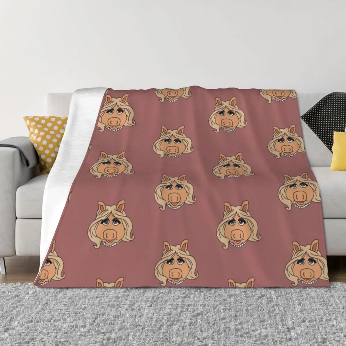 

Miss Piggy Throw Blanket Cute Plaid Decorative Sofas Sofa decorative Blankets
