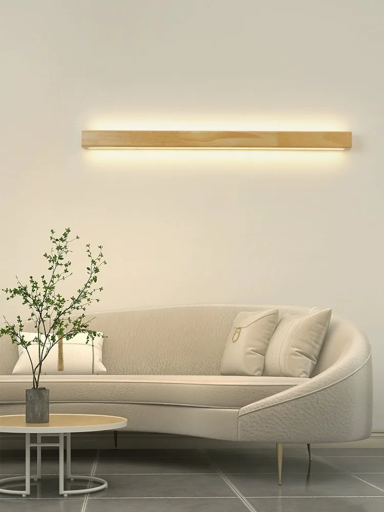 Imagem -02 - Nordic Log Strip Led Lâmpada de Parede Minimalista Japonês Penteadeira Espelho de Luz Quarto Criativo Moderno Lâmpada de Madeira de Cabeceira