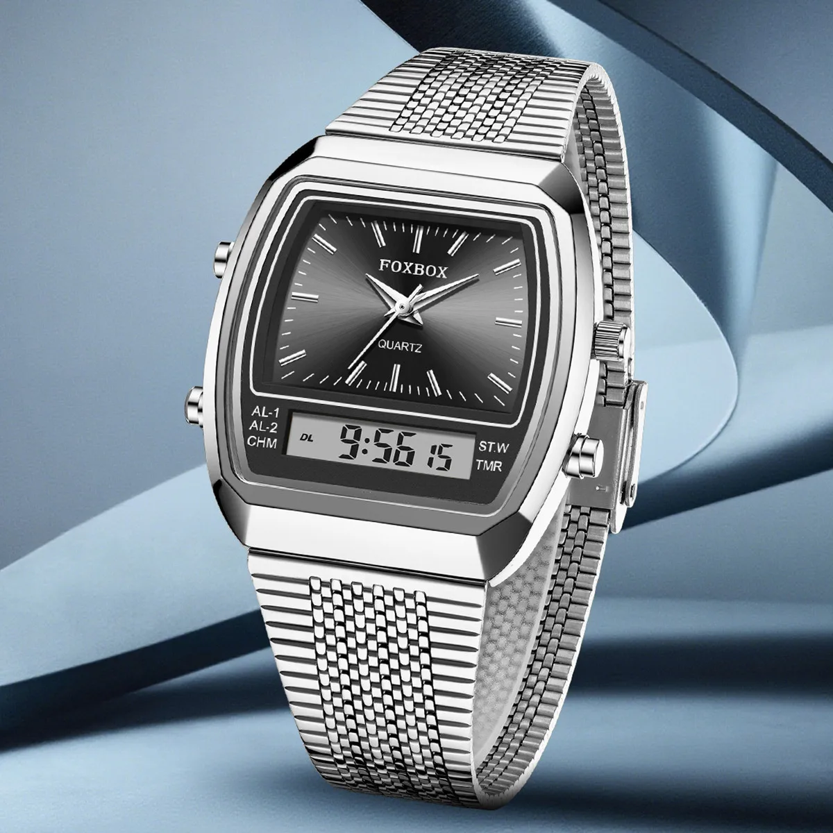 FOXBOX mode montres décontractées hommes numérique double temps semaine 30 M étanche montres à Quartz horloge d'affaires relogio masculino + boîte