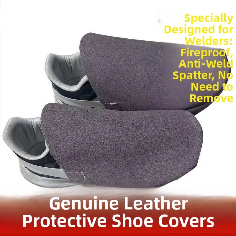 Thickened Leather Welding Foot Cover Anti-Flame Splash Resistant Wear-Resistant Heat Protection Shoe Cover for Outdoor Use