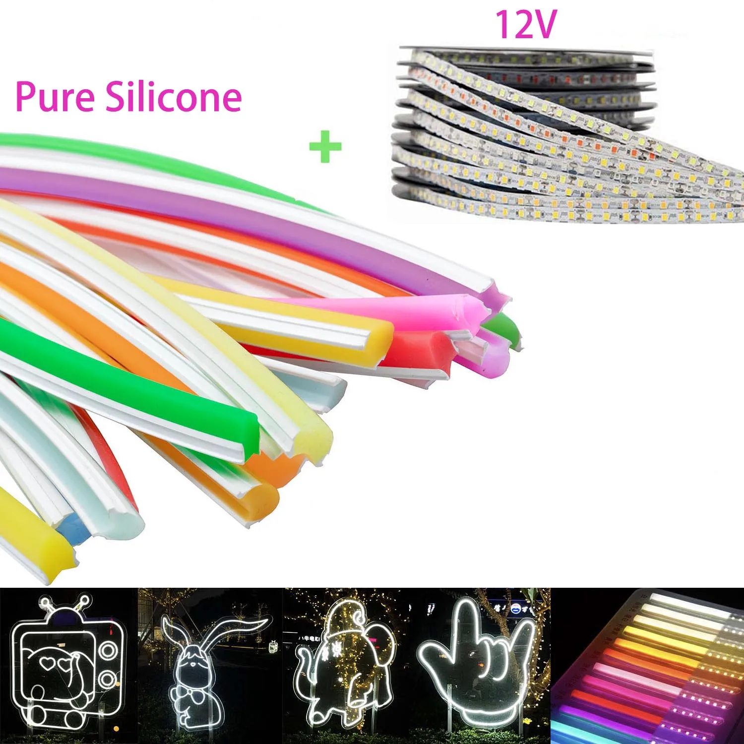 6mm 8mm Separate Silicone Neon Strip Flexible 120Leds 2835SMD Led Tape For LED Neon Sign Waterproof IP67 DC12V