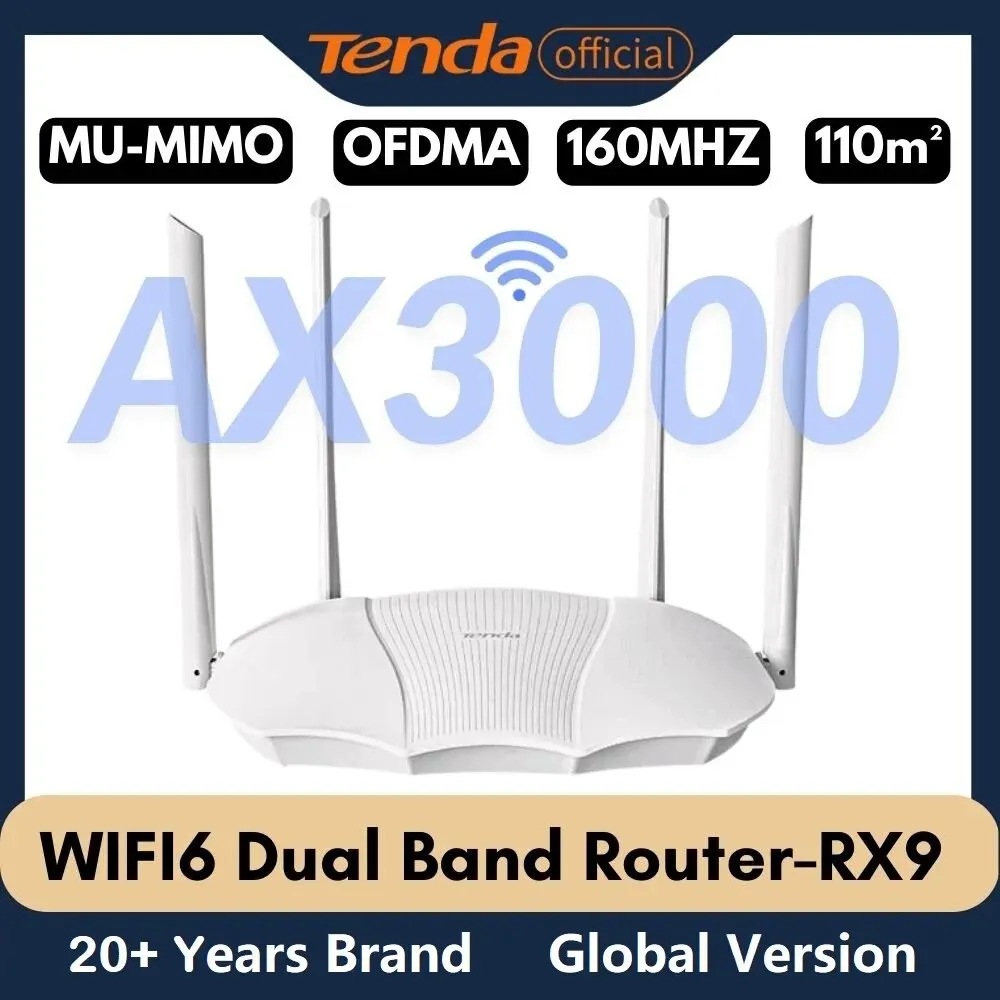 Tenda-Routeur WiFi 6 Mesh AX3000 avec Ports RJ45, Répéteur, Amplificateur, 2.4G, 5GHz, Full Gigabit Ethernet