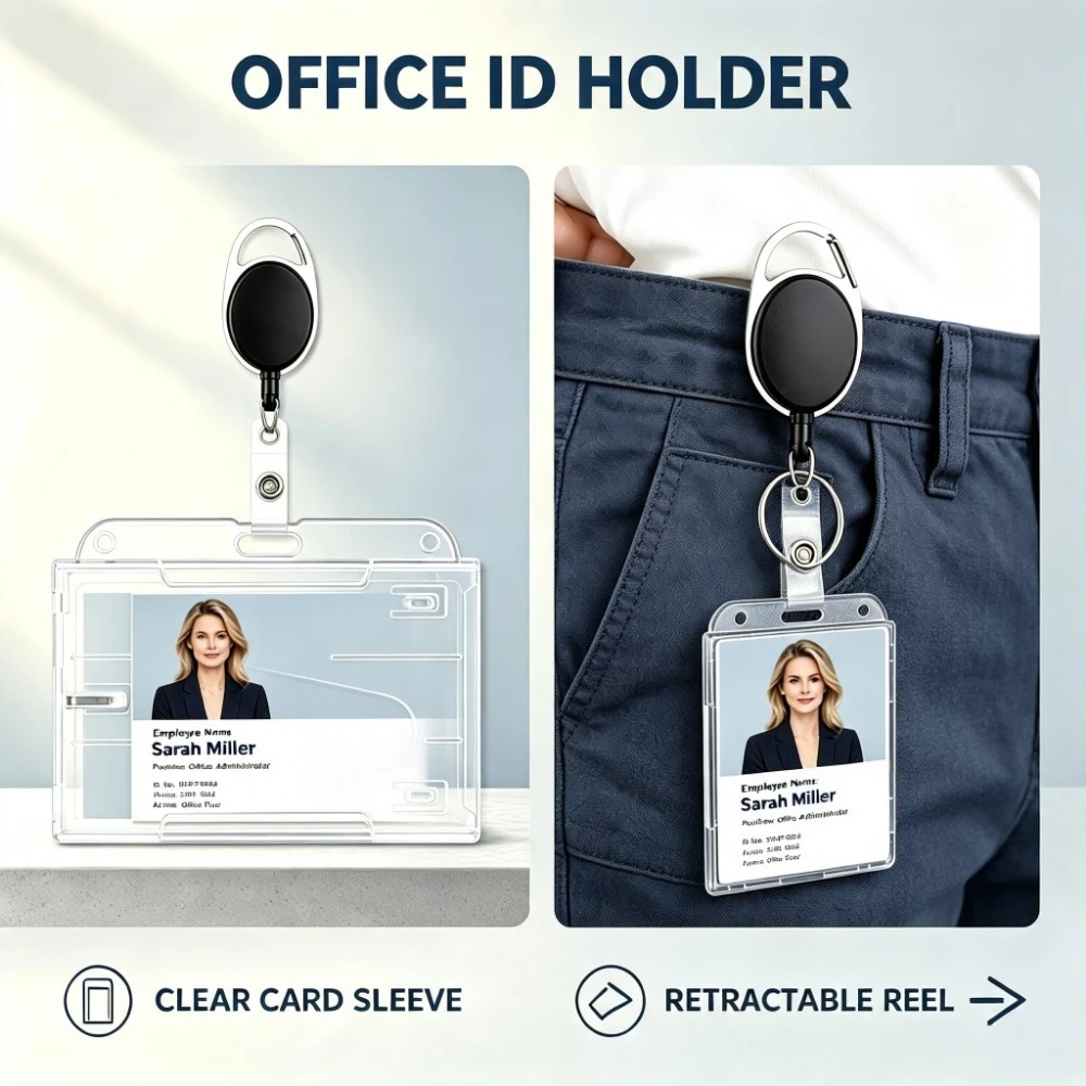 1Pc Keychain Badge Reel Retractable Working Permit Clip Easy To Pull Name ID Card Holder Tag Clip Badge Reels Anti-lost Keychain