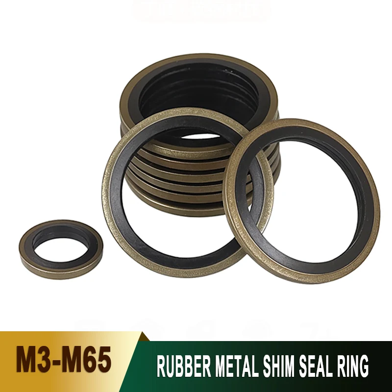 M3 M4 M5 M6 M8 M10 M12 M14 M15 M16 to M65 High Pressure Hydraulic Pipe Seal Pad Rubber Metal Shim Seal Gasket NBR Metal washer
