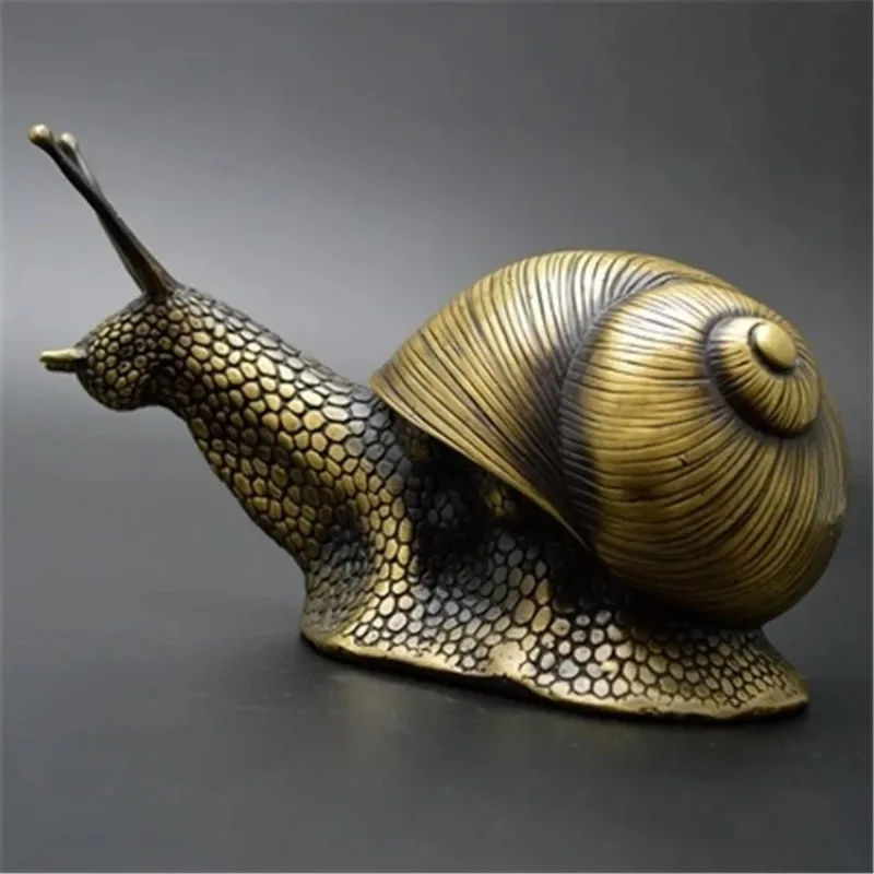 

MGT-Collectible Decorated Snail Statue, Old Handwork, Copper Carved Snail Statue