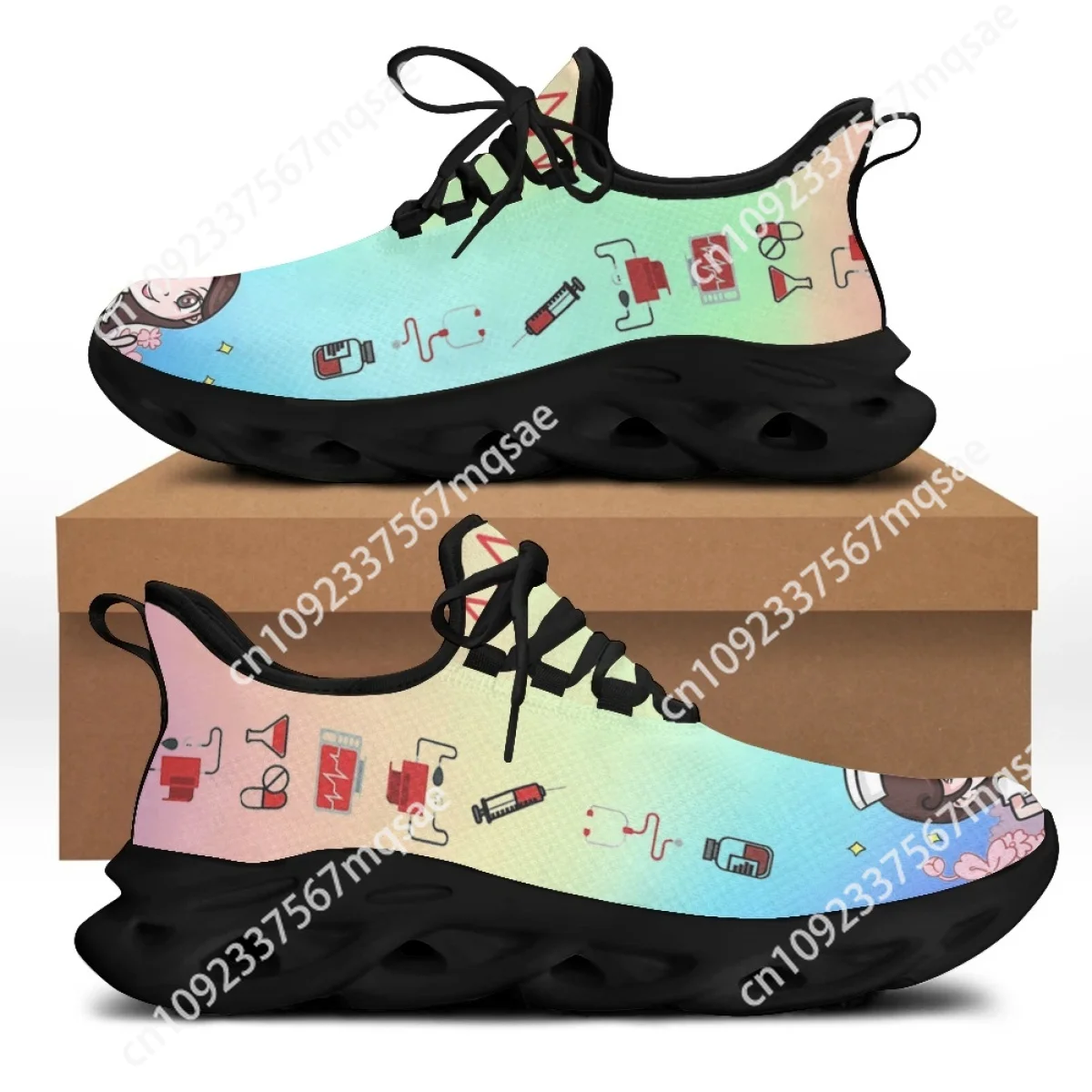 

Custom Brand Design Women Medical Print Nursing Shoes Soft Sport Sneaker Outdoor Casual Lace-up Athletic Shoes envío gratis