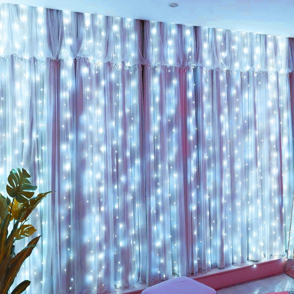 Imagem -02 - Usb Led String Fairy Curtain Lights Guirlanda de Ano Novo Festa de Natal Casamento Aniversário Quarto Ramadã Páscoa Decoração de Casa