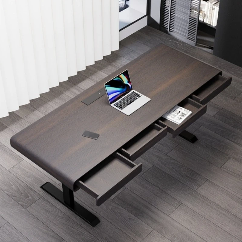 

Desk Light Luxury Modern High Sense Adult Home Living Room Solid Wood Intelligent Dual Motor Automatic Electric Lifting Table