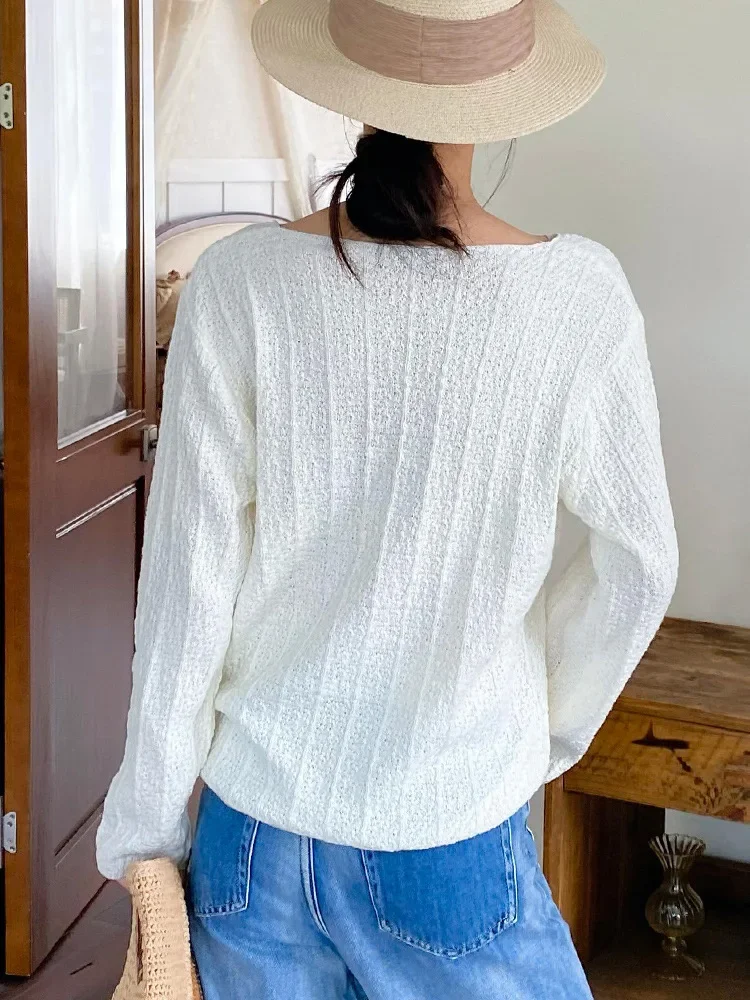 GypsyLady French Chic Knitted Sweater Blouse V-neck Lace Up Autumn Spring Long Sleeve Women Sweaters Autumn Ladies Jumpers New
