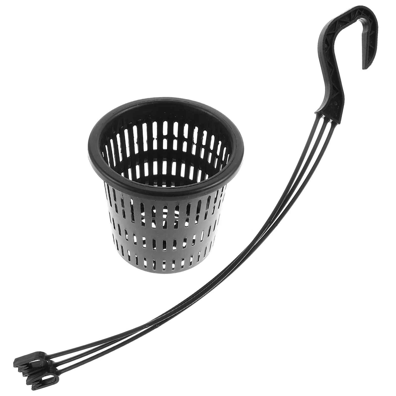 

1 set Hanging Root Control Orchid Basket Thickened Breathable Plastic Hanging Pot Black Inch Net Pot Hook Plant Pot Decor