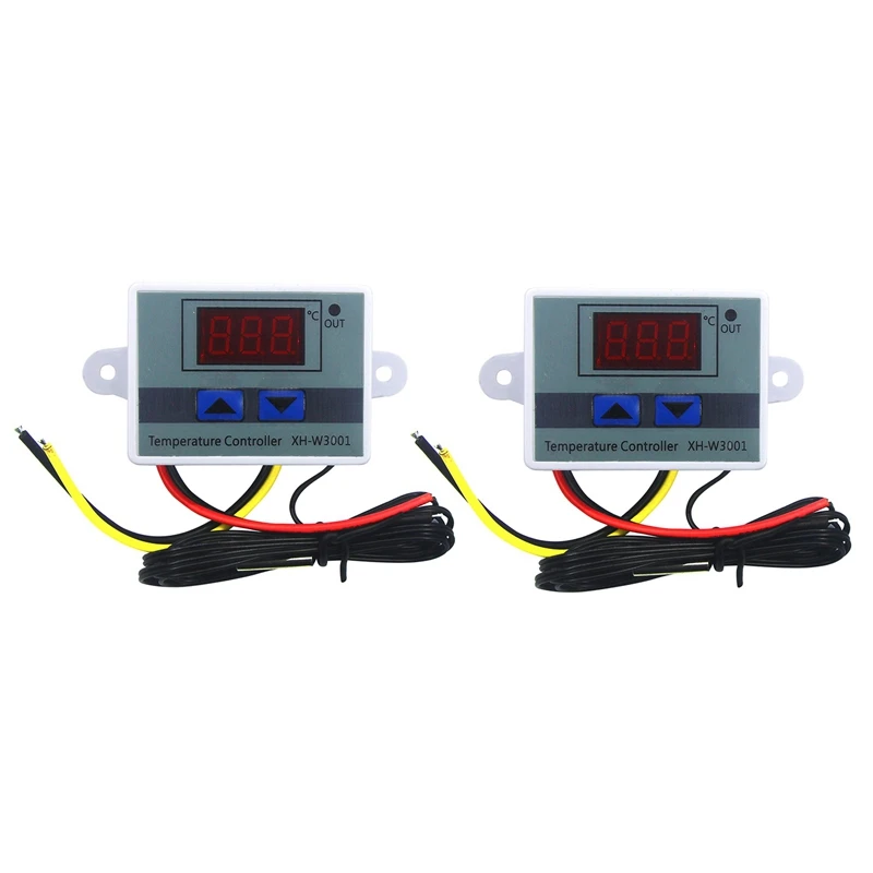 2 Stuks 110-220V Ac Digitale Led Temperatuurregelaar Xh-W3001 Voor Incubator Koeling Verwarmingsschakelaar Thermostaat Ntc Sensor