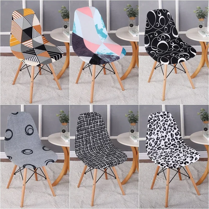 1/2/4/6Pc Shell Chair Cover Floral Printed Navidad Funda Silla Stretch Spandex Kitchen Dining Chair Covers Home Party Decor