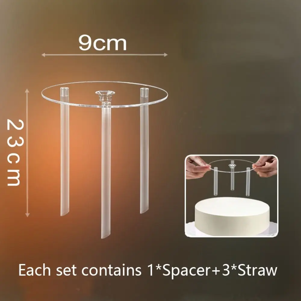 Multi-layer Cake Stand Reusable White Cake Tier Support Round Cake Board Transparent Plastic Straw Frame Cake Dowel Rods Set