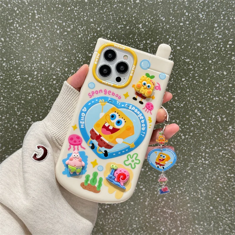 Funny Cartoon SpongeBob SquarePants Phone Case With Lanyard For