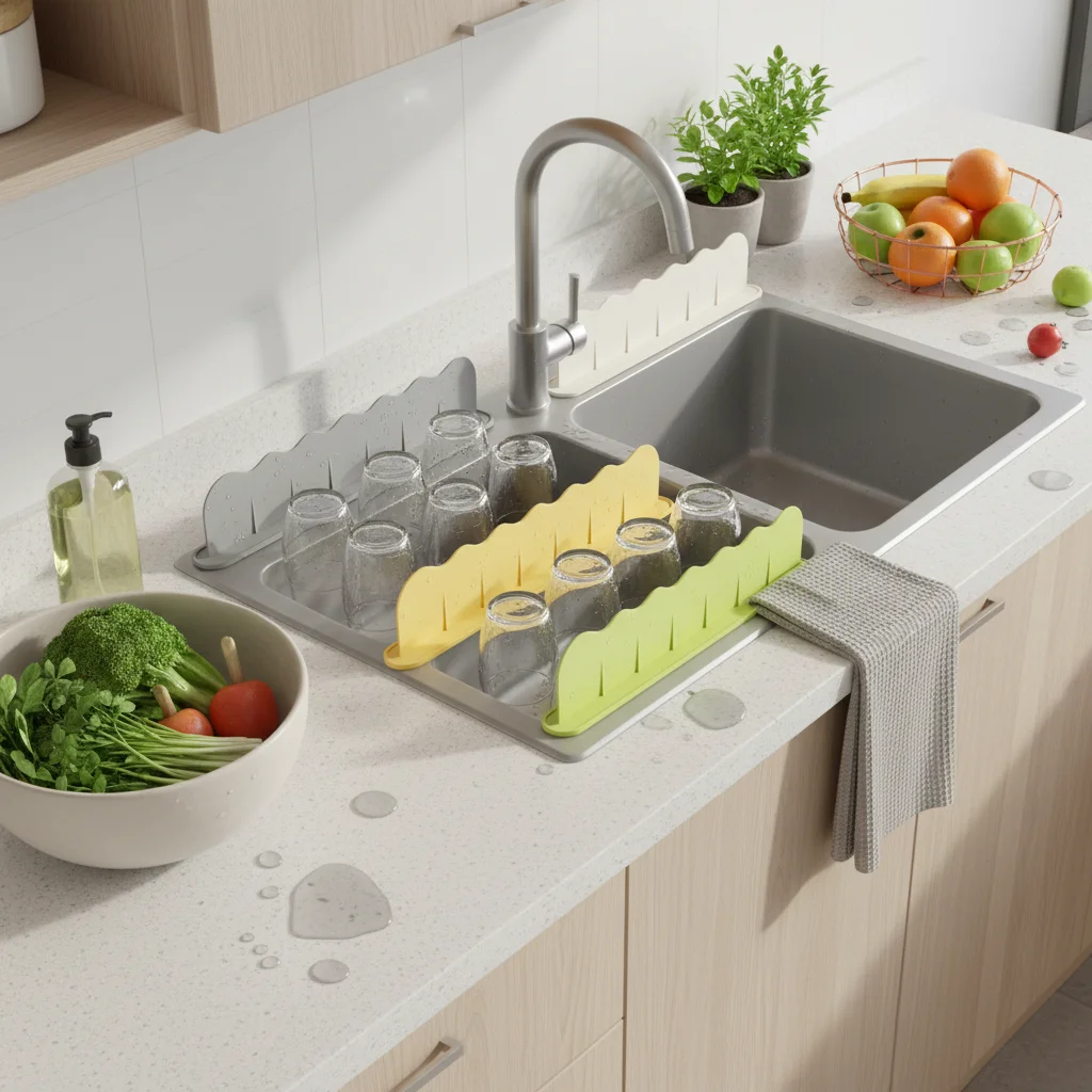 Silicone Sink Splash Guard Backsplash to Keep For Kitchen Counters Dry and Reduce Water Splash Around Sink Area