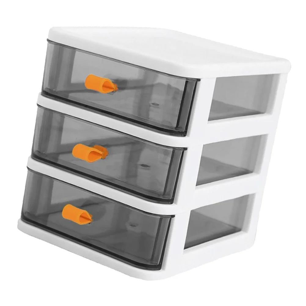 Three Tier Lockers Desktop Container Office Accessory Drawers Decor Style Case Supply Multi-layer Storage Rack Visible