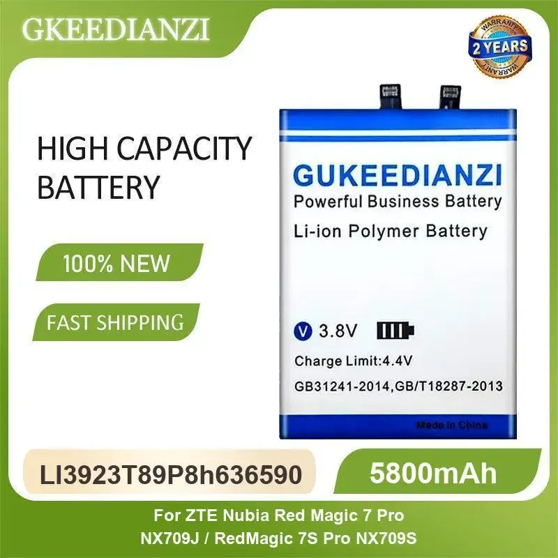 Bateria de celular de alta capacidade 5800mAh para ZTE Nubia Red Magic 7/7S Pro NX709J NX709S LI3923T89P8h636590