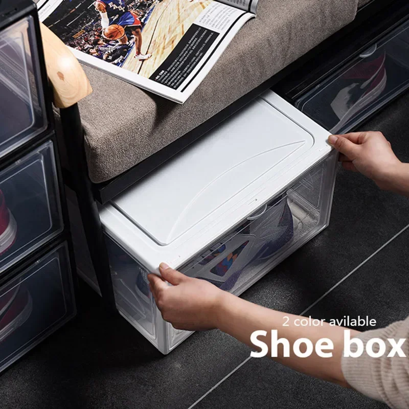 Stackable Sneaker Box Cabinet Storage Box Transparent Plastic Shoes Case Dustproof Multi-function Drawer Shoes Rack Organizers