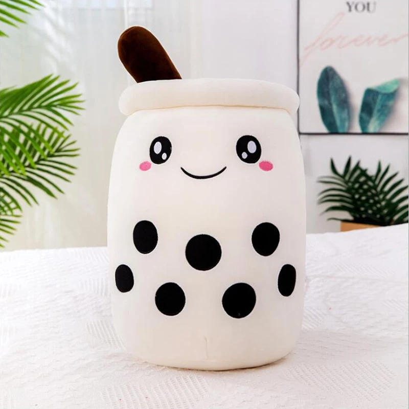 Cartoon Bubble Tea Tasse geformte Kissen Spielzeug echtes gefülltes weiches Rückenkissen lustige Lebensmittel Weihnachtsgeschenke für Baby Kinder Geburtstag