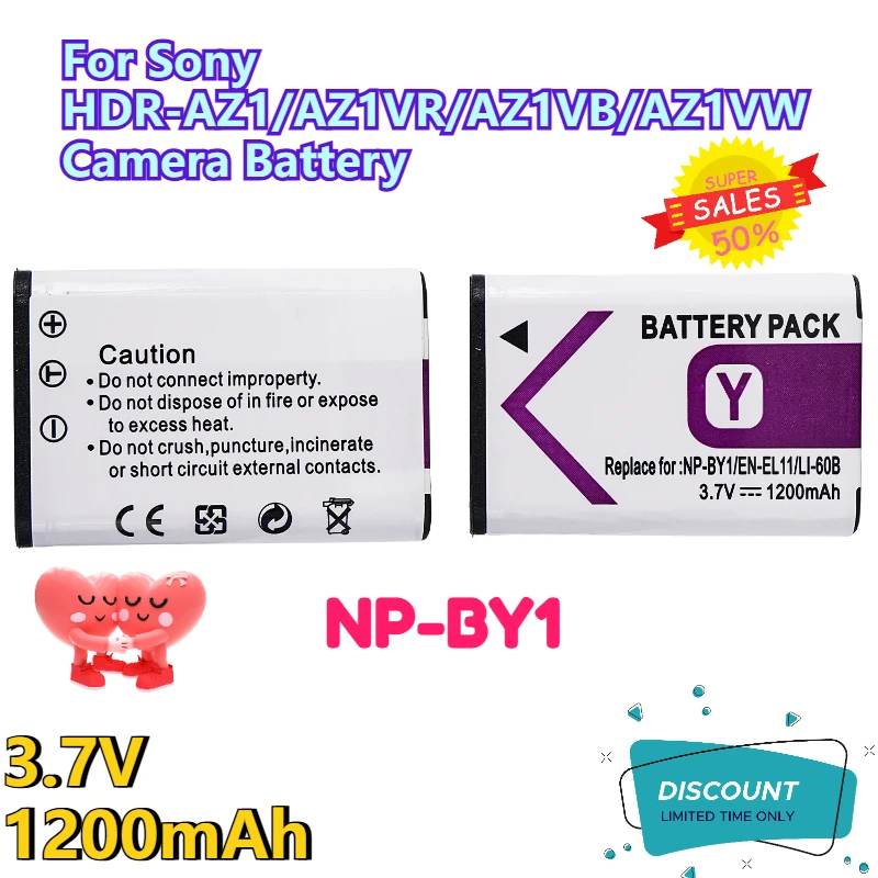 

3.7V 1200mAh NP-BY1 Battery for Sony HDR-AZ1/AZ1VR/AZ1VB/AZ1VW Camera Battery