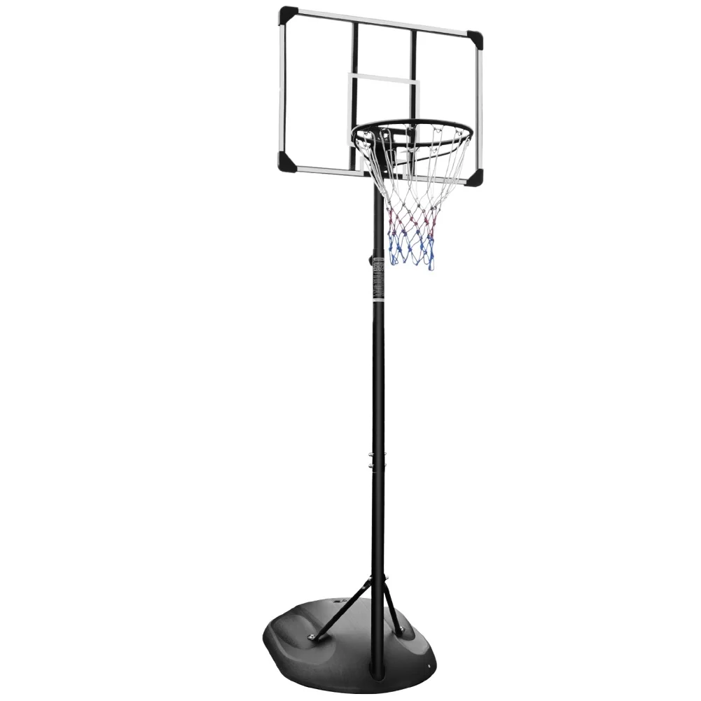 Portable Basketball System, 7.5-9.2ft Height Adjustable, With 32-inch Backboard High Strength Triangular Base With Wheels