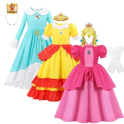 Peach Princess Dress For Girl Cosplay Costume Crianças Stage Performace Outfits Crianças Carnaval Fancy Birthday Party Clothes 2-10T