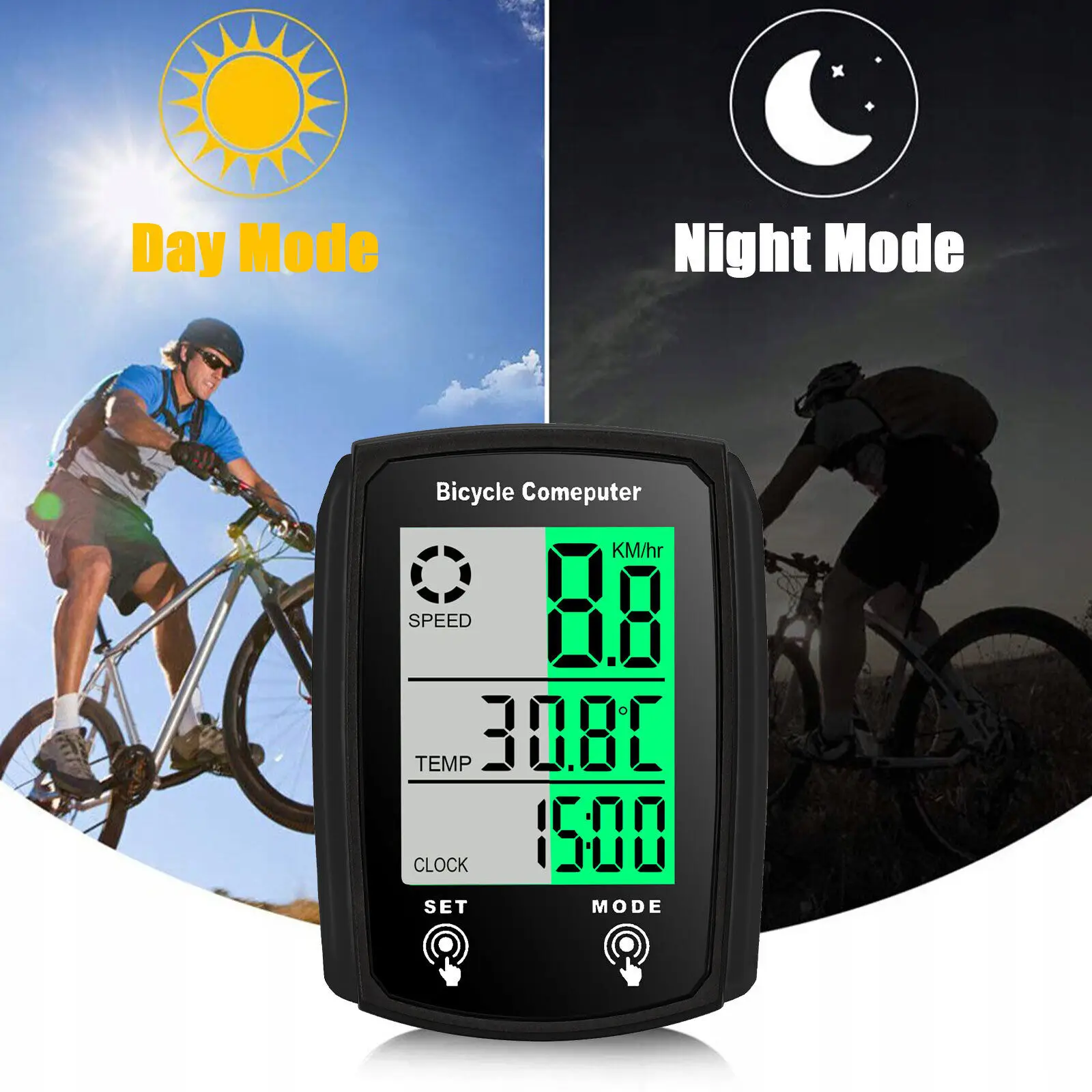 Cycling Odometer Waterproof Bicycle Speedometer LCD Digital Bicycle Computer Backlight Bike Speedometer Bicycle Accessories