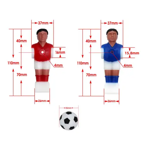 Imagen 2 del producto 22x futbolín para hombres, mesa de fútbol, jugadores de fútbol con acceso al juego de pelota, Mini futbolín de resina para hombres, mesa de repuesto para adultos y niños