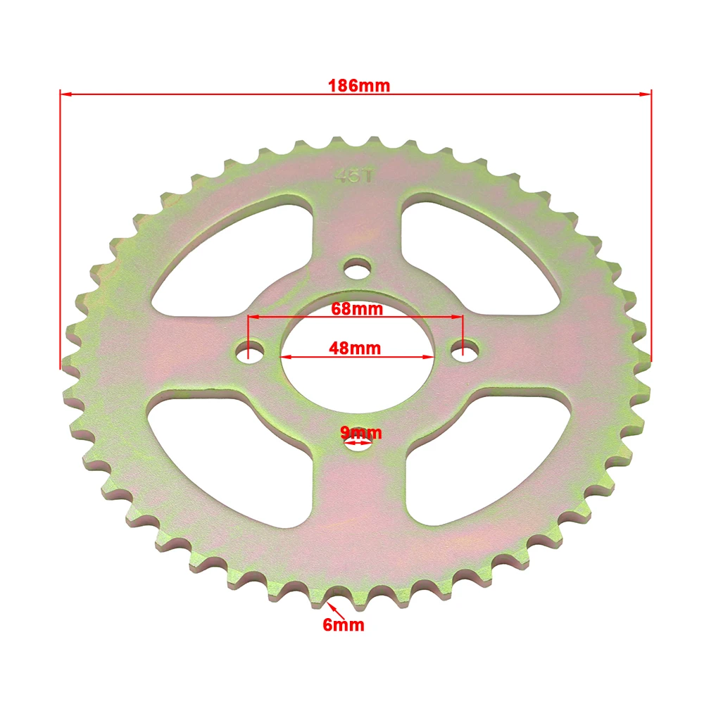 420 chain 45T motorcycle rear sprocket suitable for 70CC 90CC 110CC 125CC 140cc 250CC Pit Dirt Cycle ATV four-wheel motorcycle