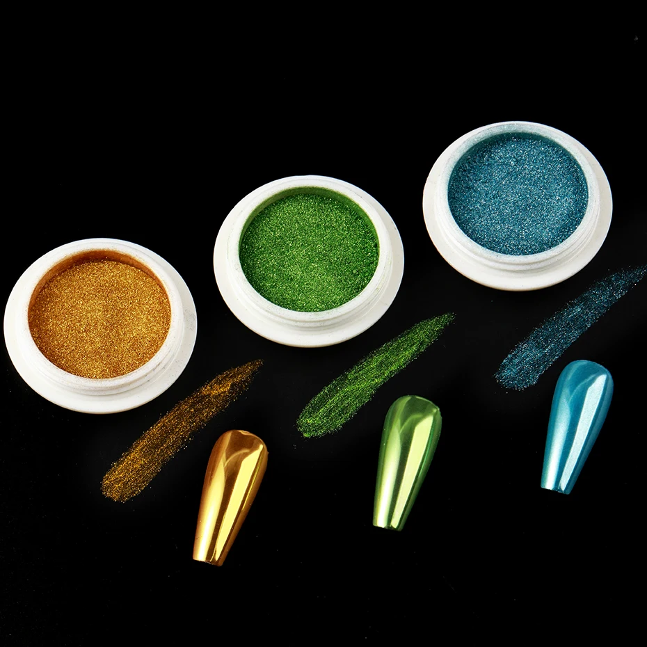 ผงโครเมียมสำหรับตกแต่งเล็บ 36 ชิ้น สีทอง เงิน โรสโกลด์ ผงเมทัลลิกแบบกระจก สำหรับตกแต่งเล็บ กลิตเตอร์ ผงขัดเงา ทำเล็บ