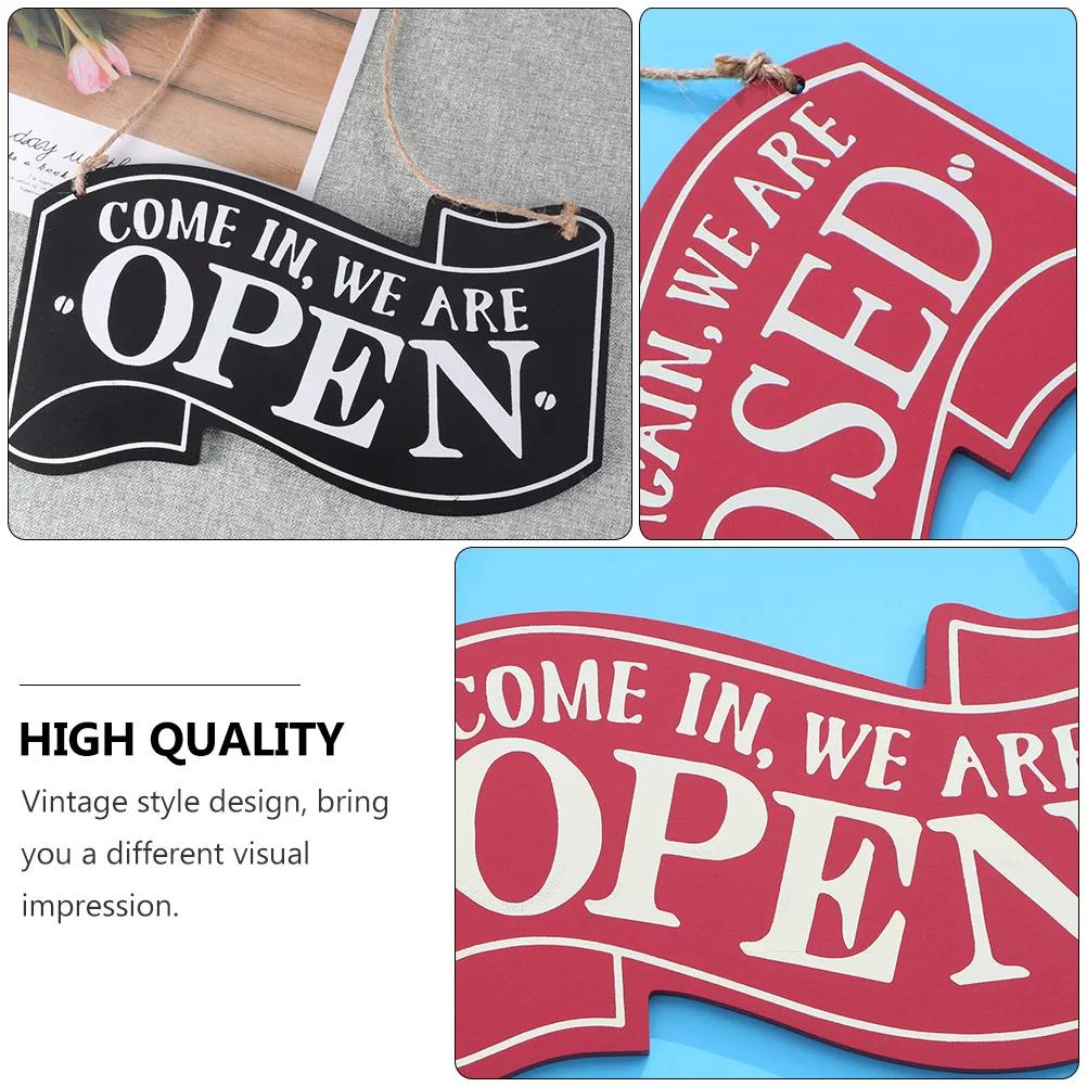 

2 Pcs Retro Decor Decorative Doorplate Decorations Hanging Label Open Sign Plaque