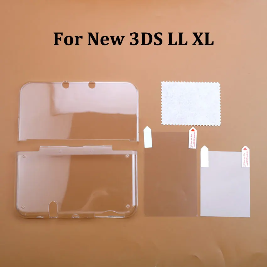 JCD For New 2DS 3DS XL LL Transparent Protective Cover Case + Screen Film LCD Screen Protector For NEW 2DSXL 2DSLL 3DSLL 3DSXL