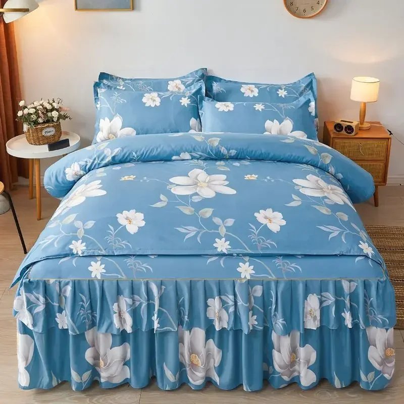 

100% Cotton Home Textile Printed Bed Set Floral Duvet Cover Pillowcase Bedding Set Bed Sheet Quilt Cover Single Queen King Size