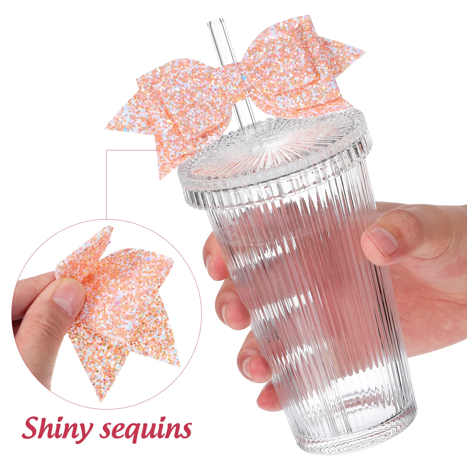 

4pcs Water Cup Accessories Bowknot Straw Toppers Glitter Decorative Tips Cover For Tumblers Mugs Reusable Charm Decoration