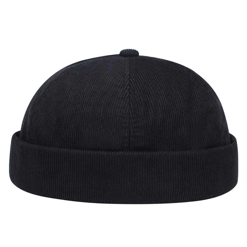 2024 New Fashion Casual Solid Color Corduroy Minimalist Solid Color Unisex Brimless Hat Autumn and Winter Windproof Beanie