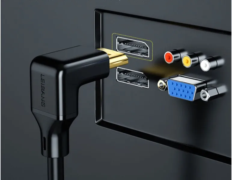 DisplayPort DP 1.4 Cable 90 Degree Angled hdmi 2.0v 8K 60Hz 4K 144Hz HDR 32.4Gbps Display Port Male To Male Cable
