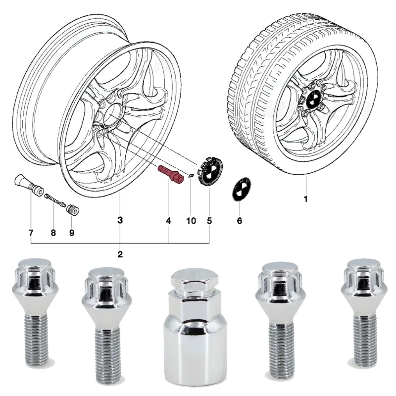 Alloy Steel Wheel Lug Bolts Fastening Solution With Precise Taper Designs For Enhances Safety And Stability In Driving H9EE