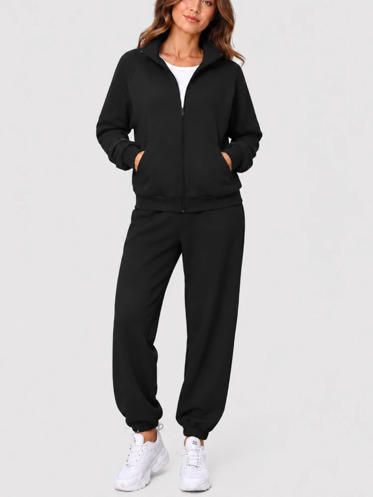 Women Sports Sweatshirt Pants Set Spring Autumn Two Piece Tracksuit Half Zip Up Hoodie And Trousers Suits Casual Sportswear