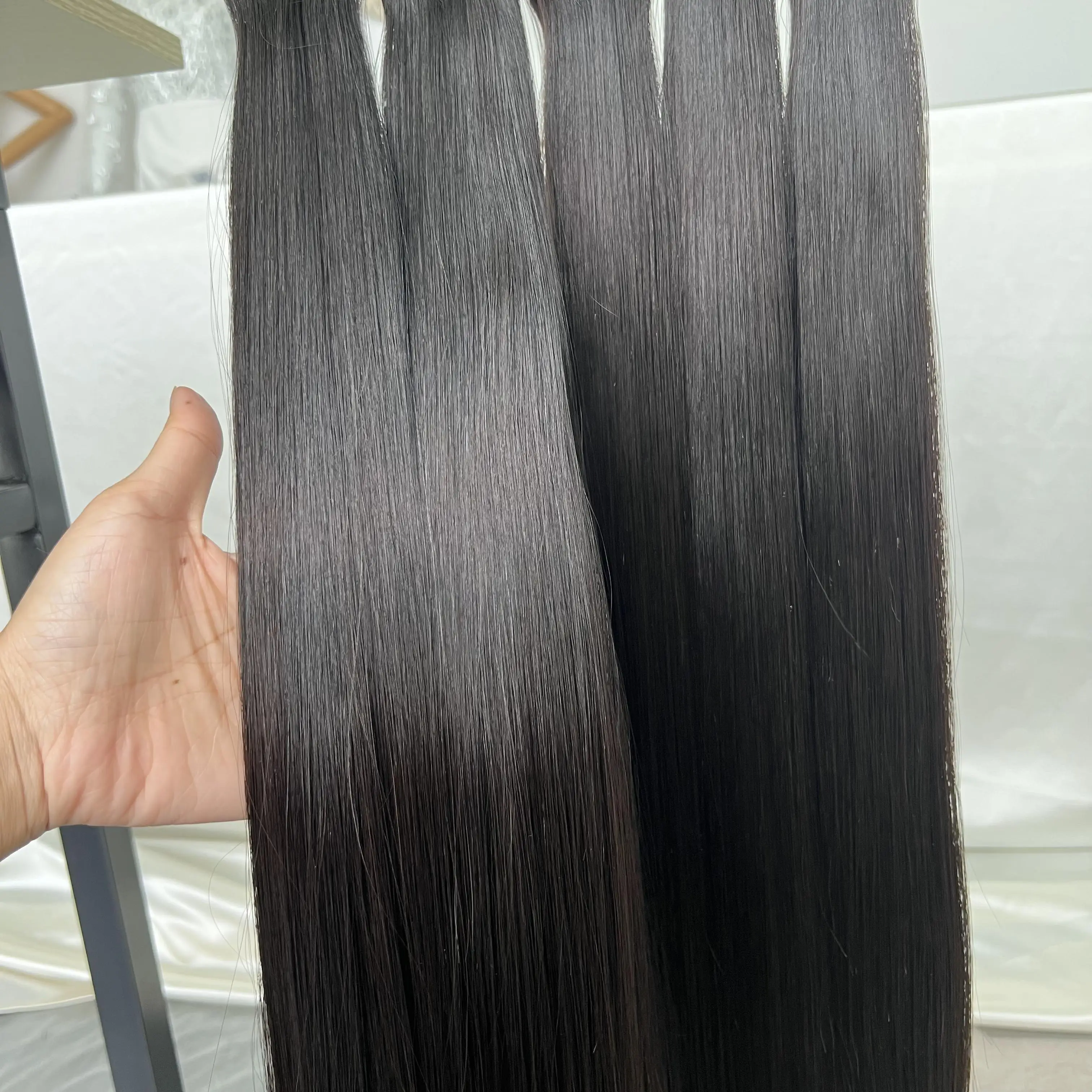 SWANEE, extensiones de cabello humano liso de hueso vietnamita doble dibujado, extensiones de cabello virgen Remy, venta al por mayor, mechones de 30 pulgadas para mujeres