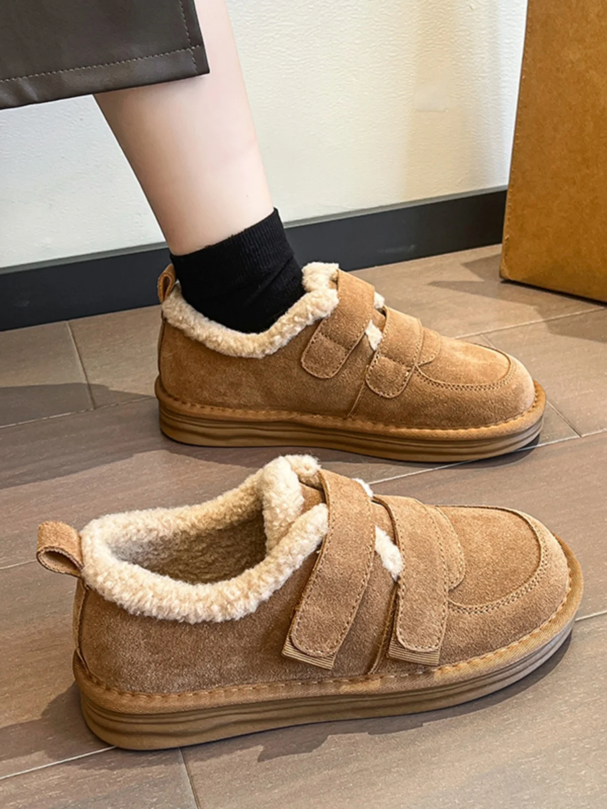 

Зимние женские зимние ботинки Thi Bot Fce на подкладке 2024, повседневные теплые ботинки с круглым носком Magic Tape Cotton oes