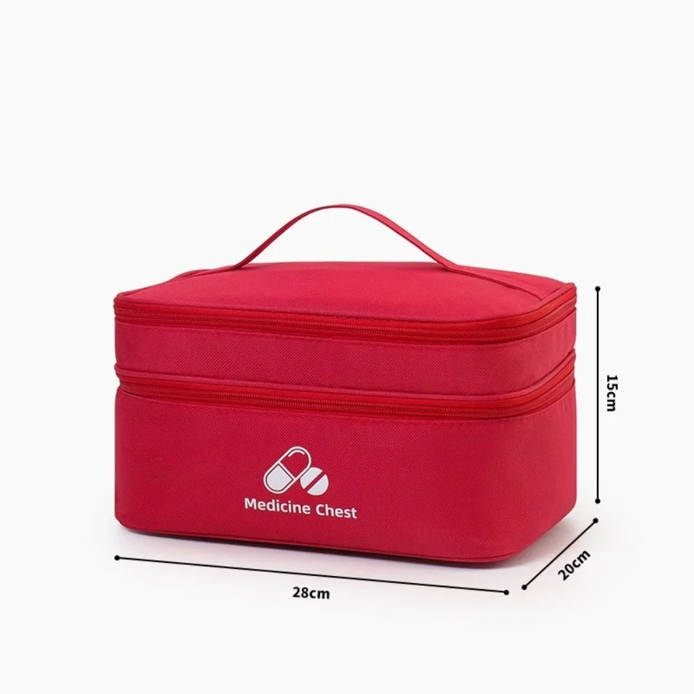 

Portable Double-layer Medicine Storage Bag Solid Color Zipper First Aid Bag Large Capacity School Health Bag Home