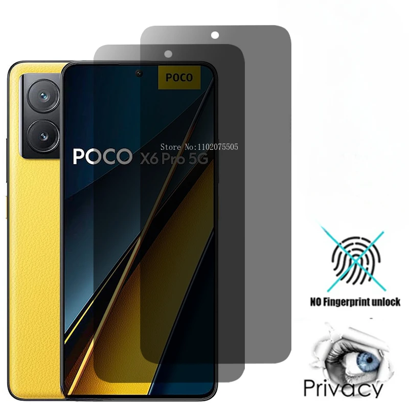 2PCS Private Tempered Glass For Xiaomi Poco X6 X5 Pro X3 NFC X4 GT AntiSpy Screen Protector For Poco F5 F4 GT F3 Pro M3 M4 MICC9