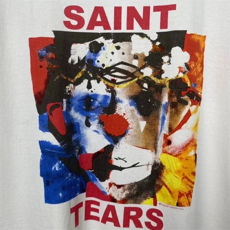 24ss Oversized Saint Michael T Shirt Men Women 1:1 High Quality Graffiti Printing T-Shirts