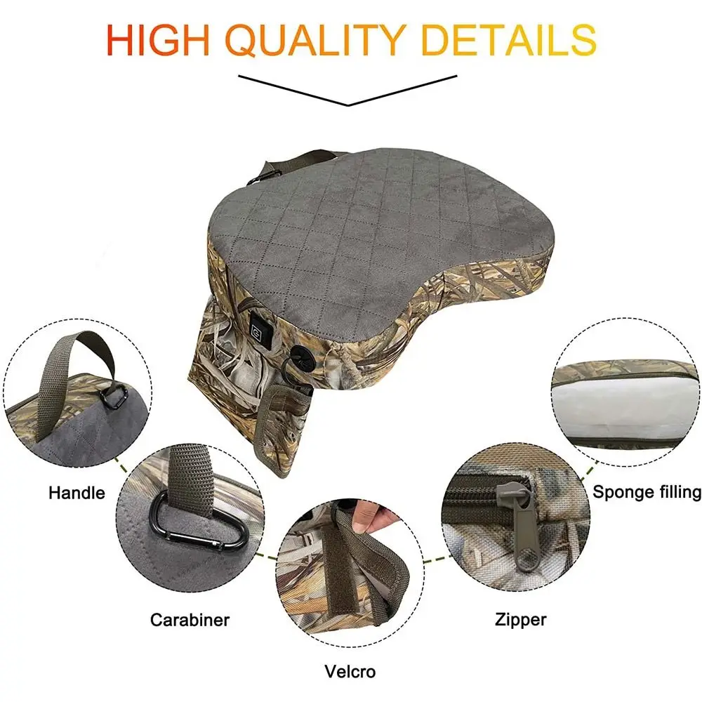 Hunting Heated Seat Cushion Portable Outdoor Lightweight Upholstered Seats Cushion Waterproof Sponge Cushion for Camping Stadium