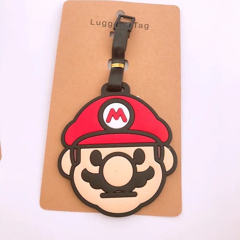 Super Mario Cute Anime Luggage Travel Accessories Tag Silica Gel Suitcase ID Addres Holder Baggage Boarding Tag Portable Label